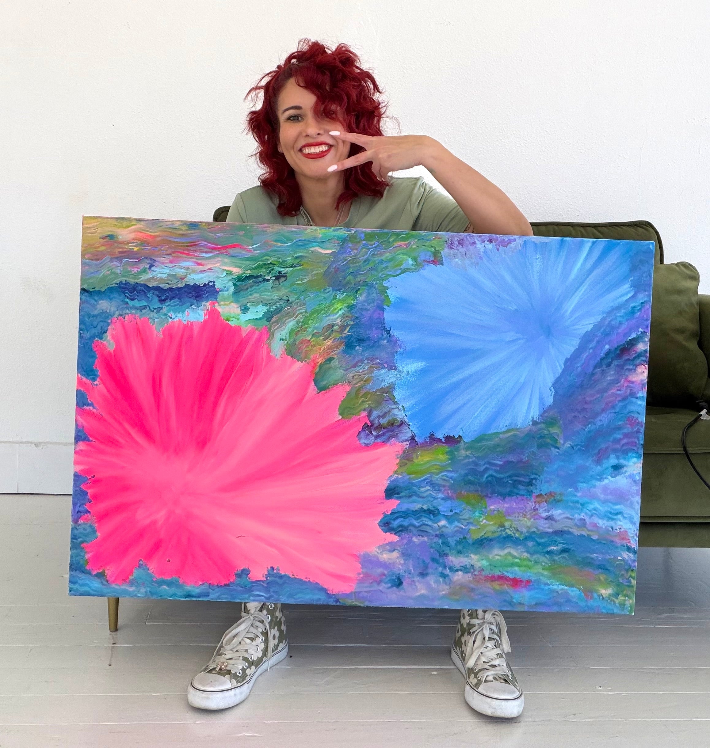Blooming in color  original 24x36 acrylic on gallery canvas
