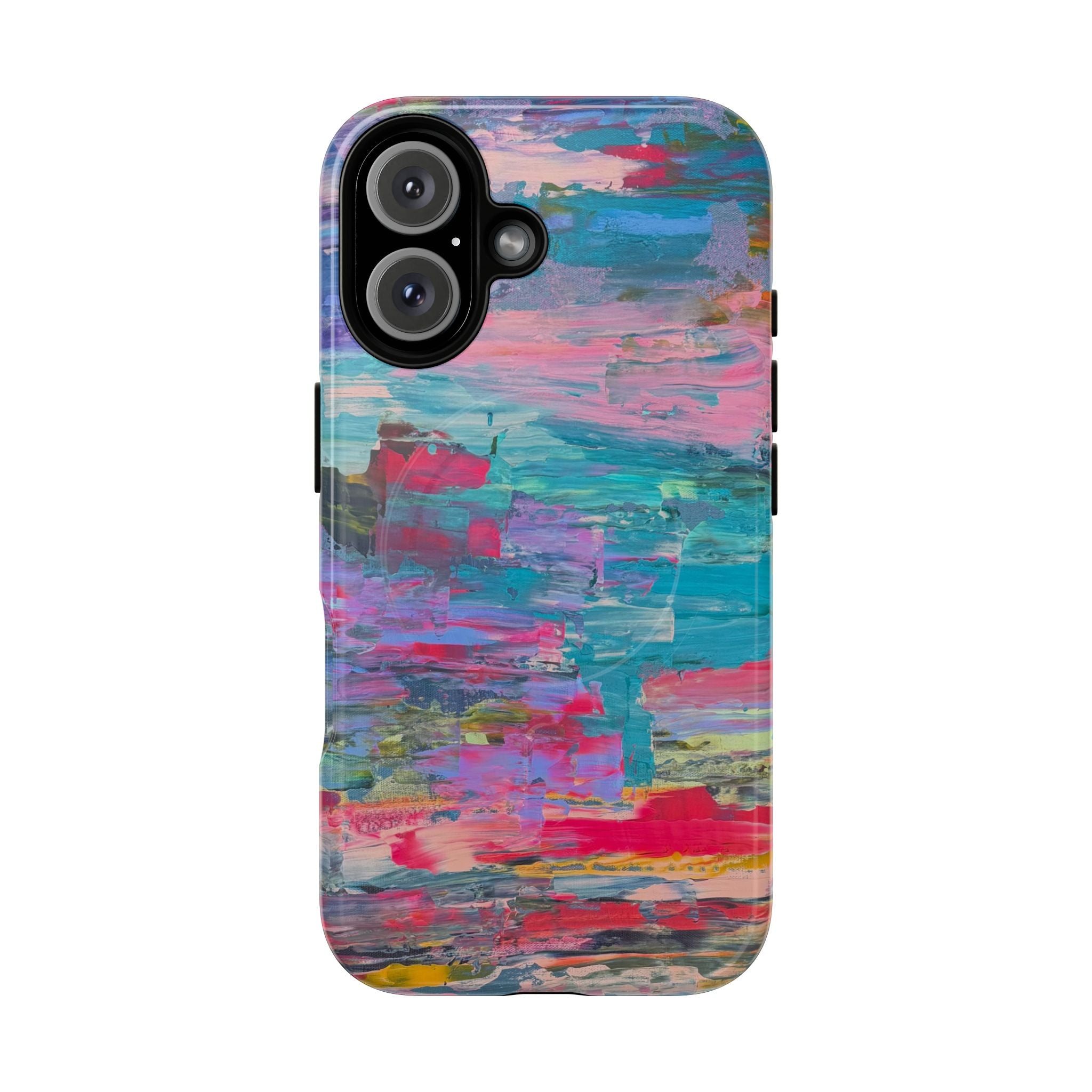 Abstract Colorwash Tough Magnetic Phone Case — Protective Magnetic Snap Case with Vibrant Brushstroke Design