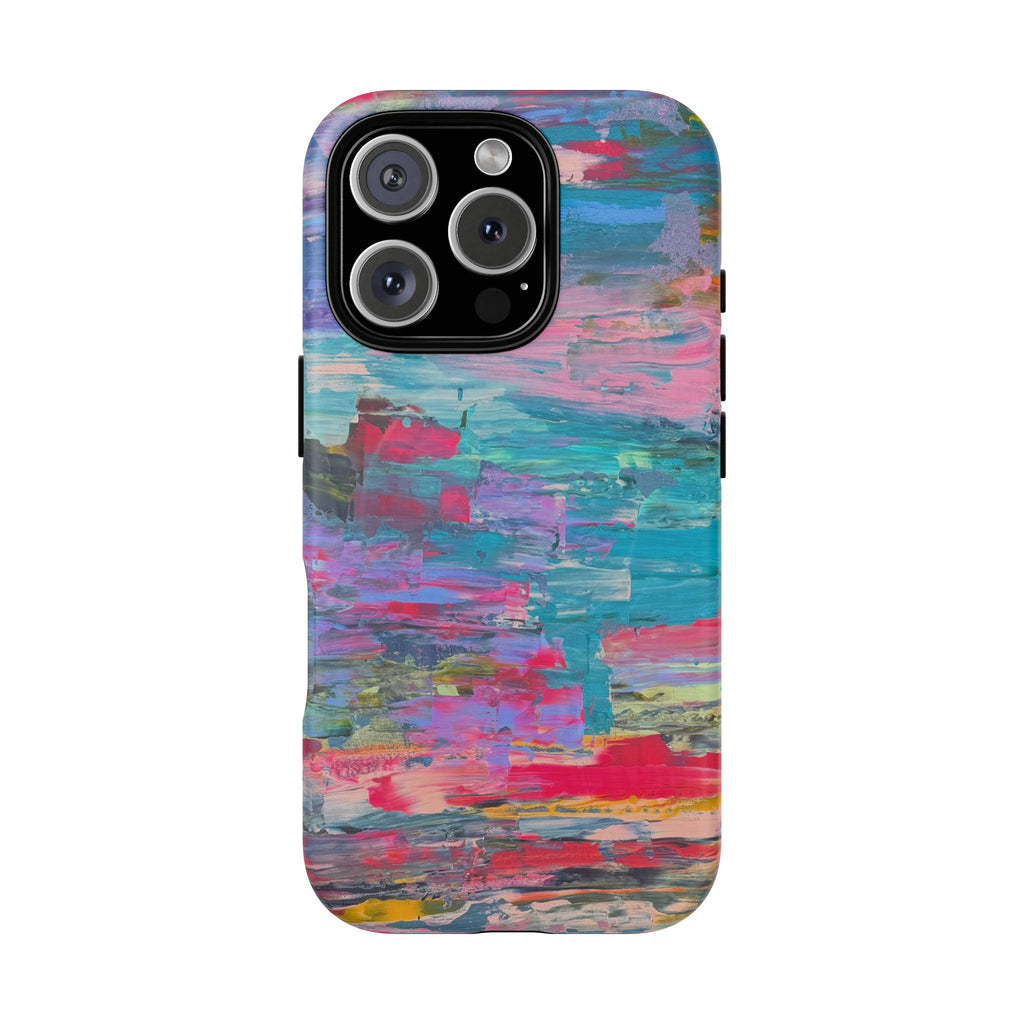 Abstract Colorwash Tough Magnetic Phone Case — Protective Magnetic Snap Case with Vibrant Brushstroke Design