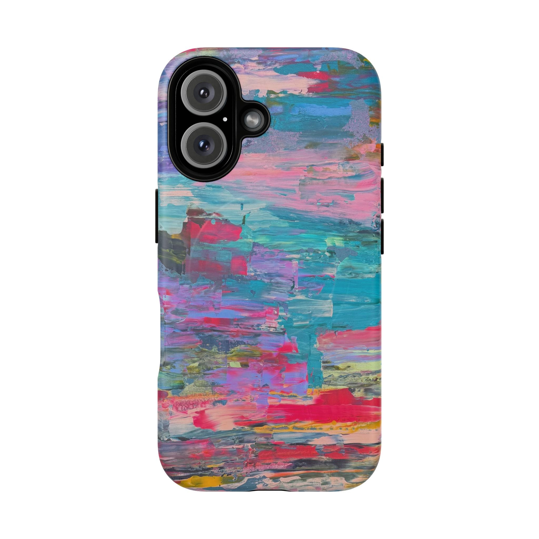 Abstract Colorwash Tough Magnetic Phone Case — Protective Magnetic Snap Case with Vibrant Brushstroke Design